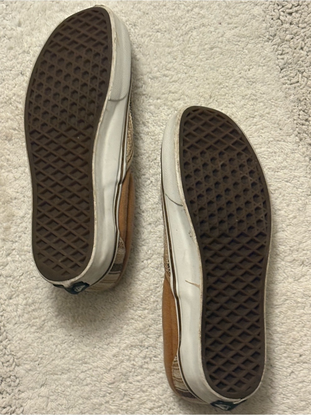 Vans Men’s Slip-On Loafers in Tan and Brown Stripes  Men’s Size 5  Womans 6.5 - Picture 5 of 5